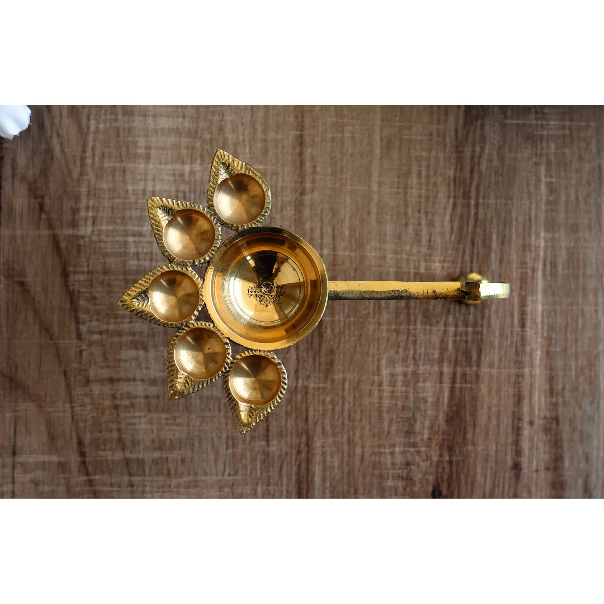 Brass Panch Aarti Diya Antique Design - M